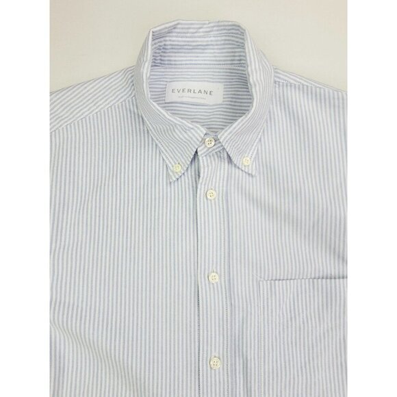 Everlane Other - Everlane Size Small Mens White Blue Stripe Button Down Long Sleeve Cotton Shirt